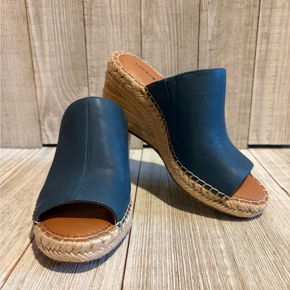 Lucky Brand Blue Wedge Sandals